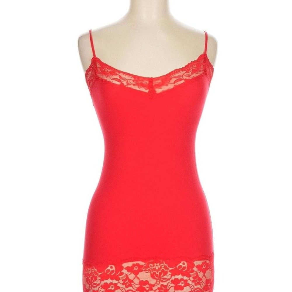VTG‎ Y2K Vamp Whimsigoth Wet Seal Cami Tank Top Lace Trim Dark Romantic M Red
